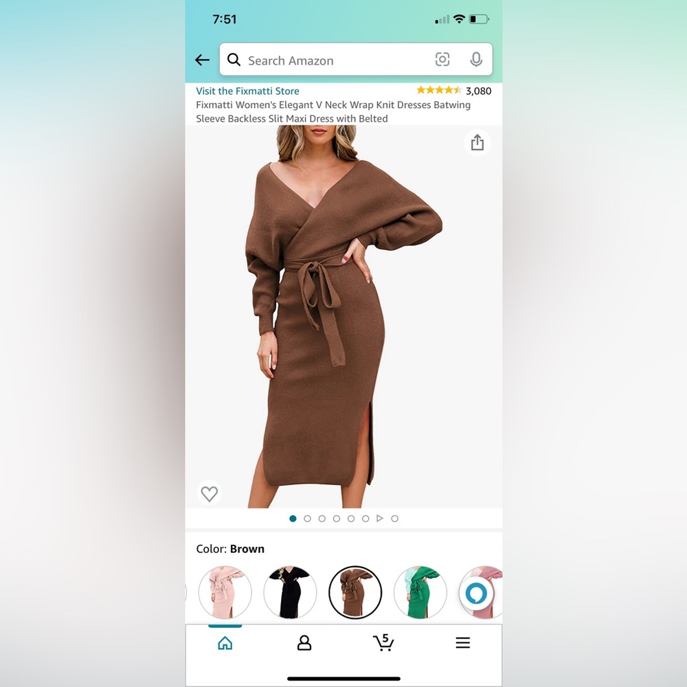 Fixmatti Women's Elegant V Neck Wrap Knit Dresses